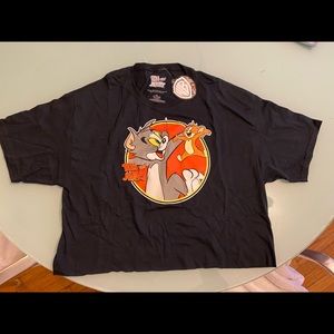 Warner Bros Tom and Jerry Large Black Cropped Shirt